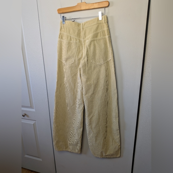 NWOT ZARA Corduroy Women Pants Size 0 Beige Light Yellow Color 100% Cotton Baggy - Picture 5 of 12